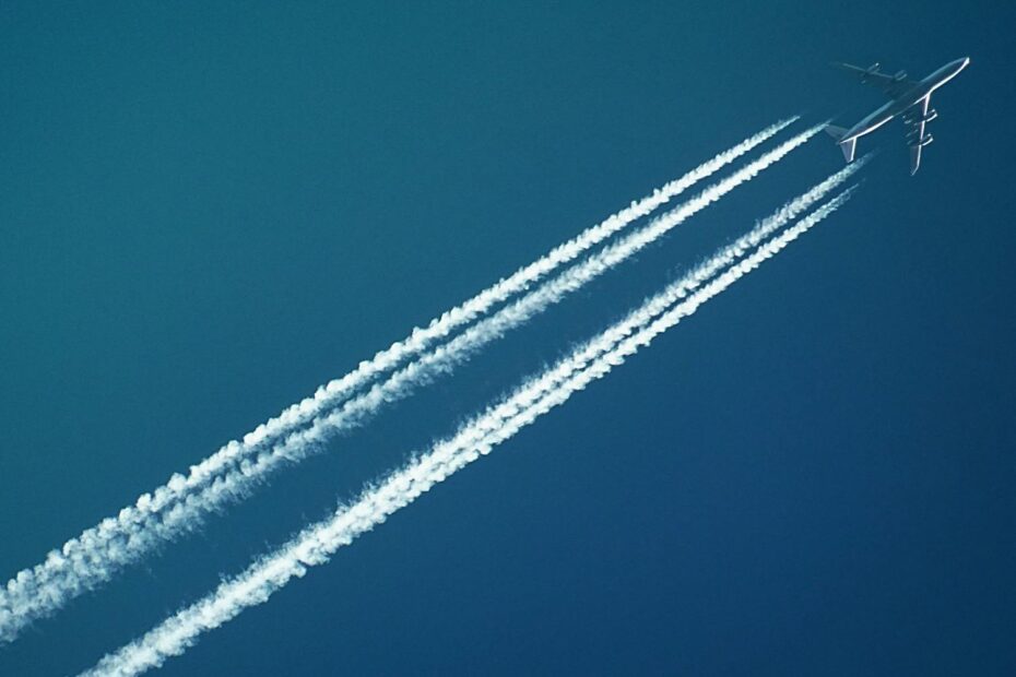 Airplane trails in the sky