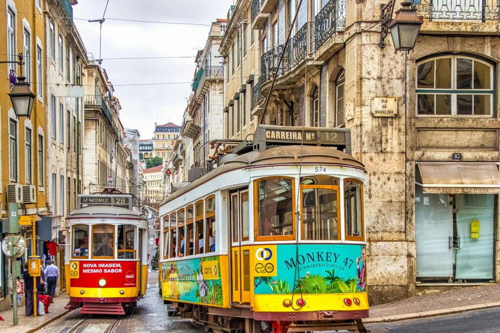 Trams in Lisbon, Portugal